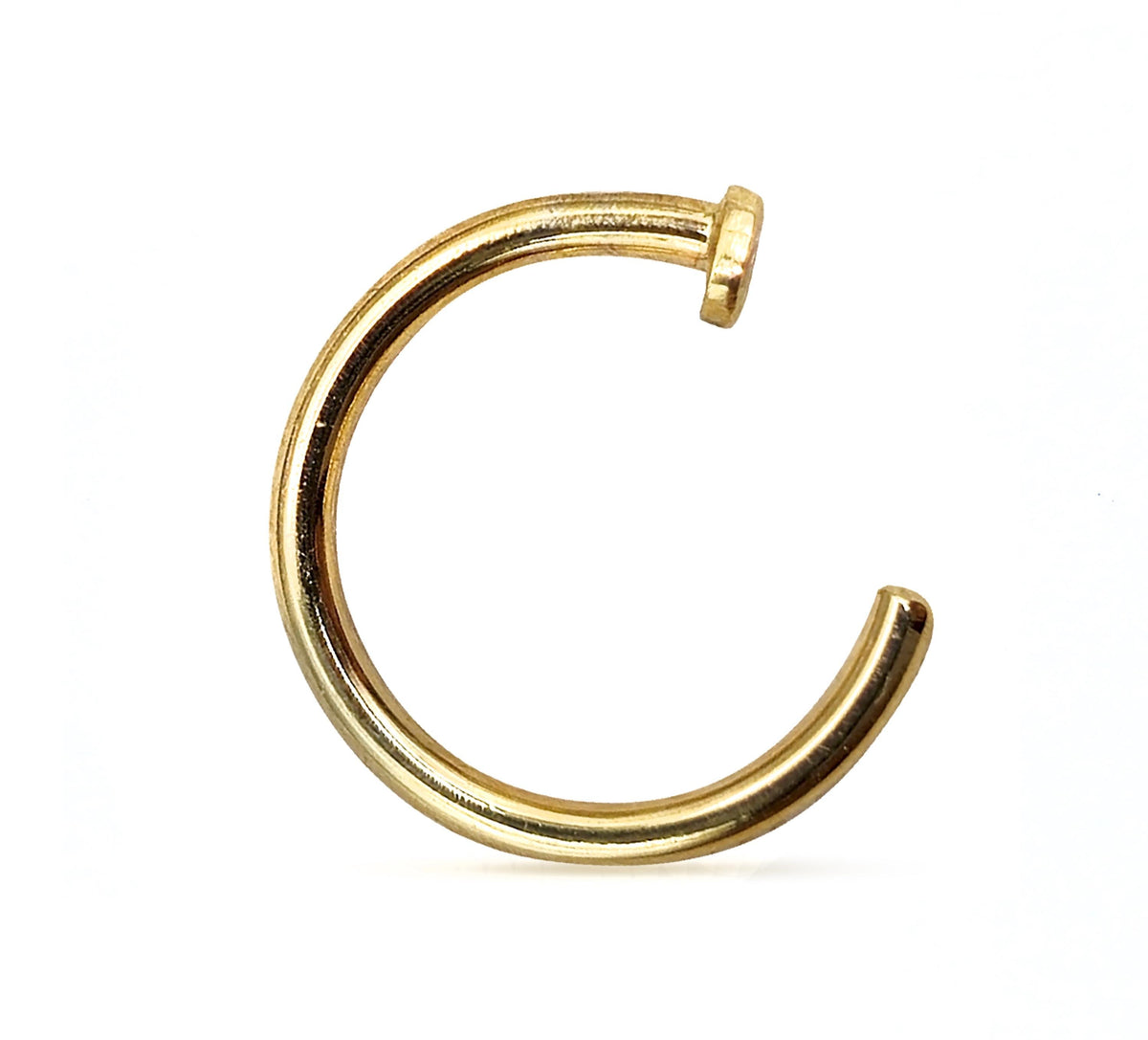 14K Solid Gold Nose Hoop: 18ga 20ga & 16g Piercing Jewelry