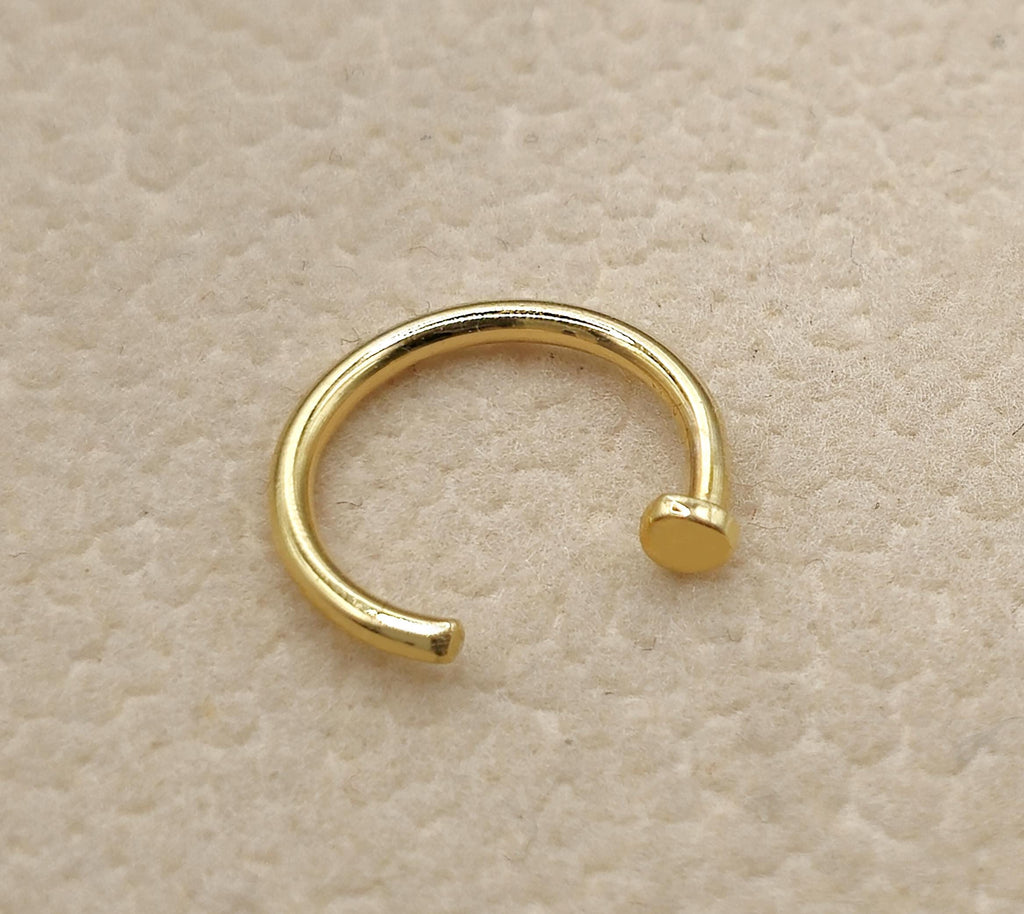 14K Solid Gold Nose Hoop: 18ga 20ga & 16g Piercing Jewelry