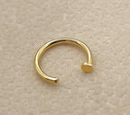 14K Solid Gold Nose Hoop: 18ga 20ga & 16g Piercing Jewelry