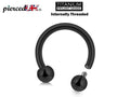 Black Titanium Horseshoe Barbell: Internally Threaded Septum Ring (16G-00G)
