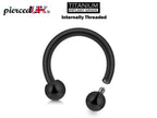 Black Titanium Horseshoe Barbell: Internally Threaded Septum Ring (16G-00G)