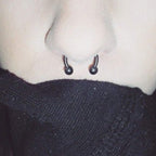 Black Titanium Horseshoe Barbell: Internally Threaded Septum Ring (16G-00G)