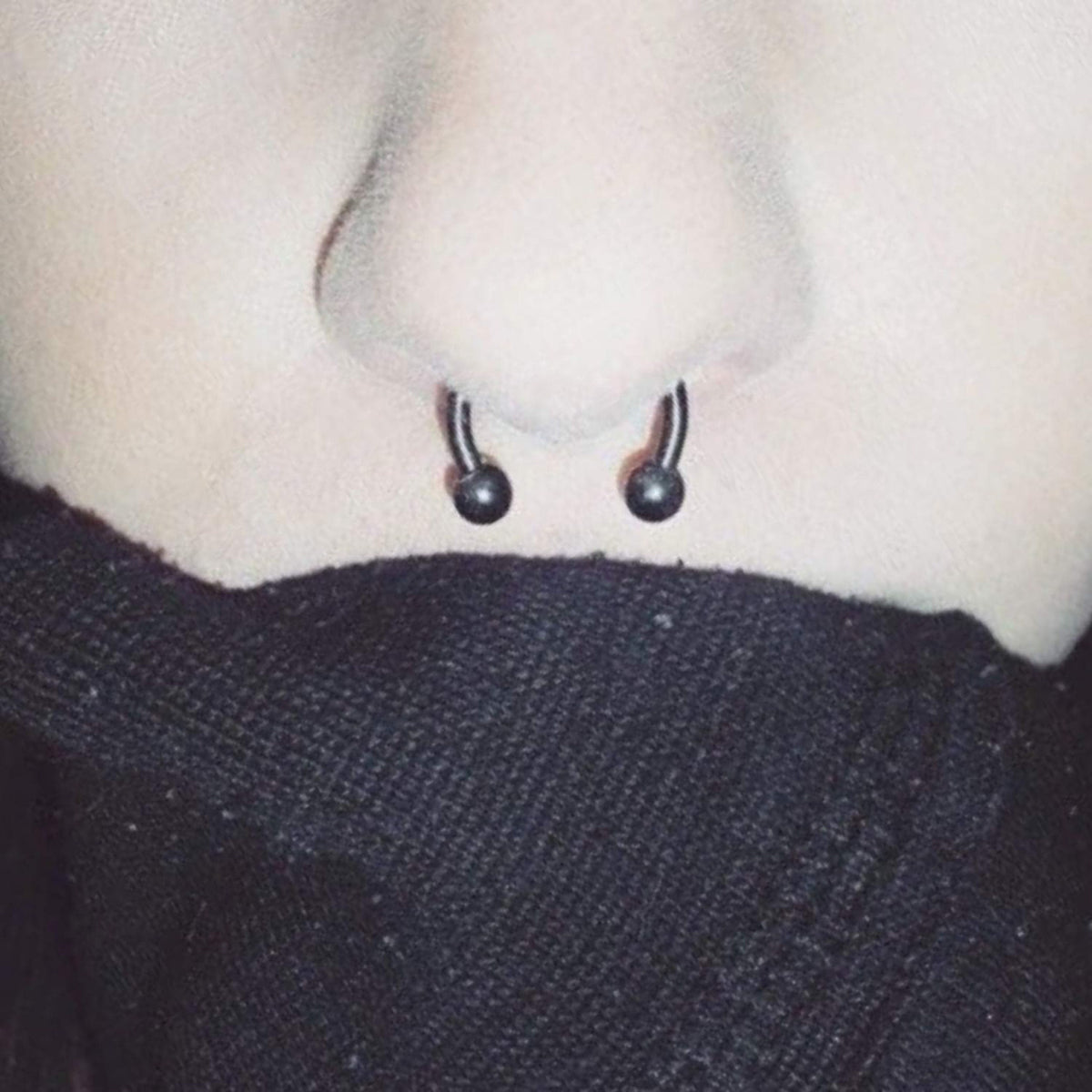 Black Titanium Horseshoe Barbell: Internally Threaded Septum Ring (16G-00G)