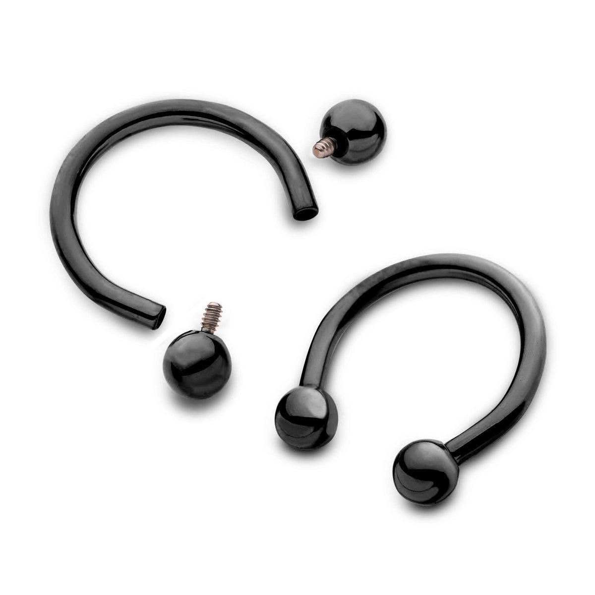 Black Titanium Horseshoe Barbell: Internally Threaded Septum Ring (16G-00G)