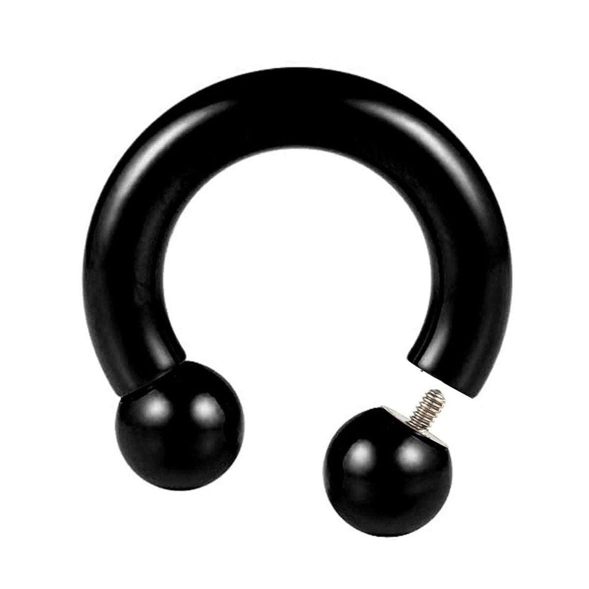 Black Titanium Horseshoe Barbell: Internally Threaded Septum Ring (16G-00G)