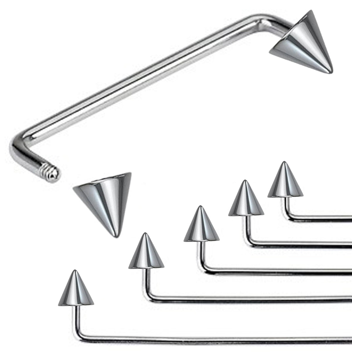 Spike Surgical Steel Staple Barbell: Dermal Piercing Jewelry