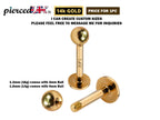 14K Gold Labret Stud: 16G/14G Flat Back Piercing Jewelry
