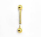 14K Gold Internally Threaded Barbell: Tongue, Nipple, Ear Piercing