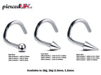 Surgical Steel Nose Stud: 20g, 18g, 16g Nostril Screw with Ball, Cone, or Spike