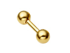 14K Gold Internally Threaded Barbell: Tongue, Nipple, Ear Piercing