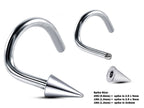 Surgical Steel Nose Stud: 20g, 18g, 16g Nostril Screw with Ball, Cone, or Spike