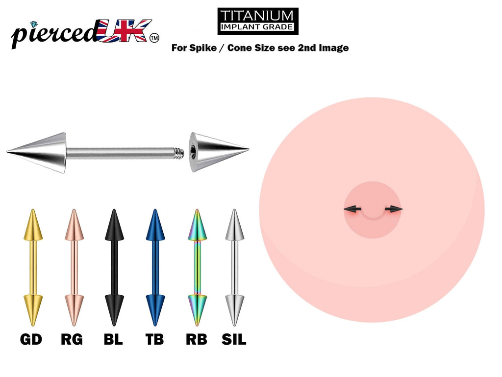 Titanium Cone Nipple Barbell: 16g 14g Body Piercing