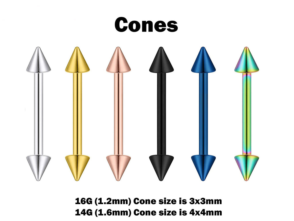 Titanium Cone Nipple Barbell: 16g 14g Body Piercing