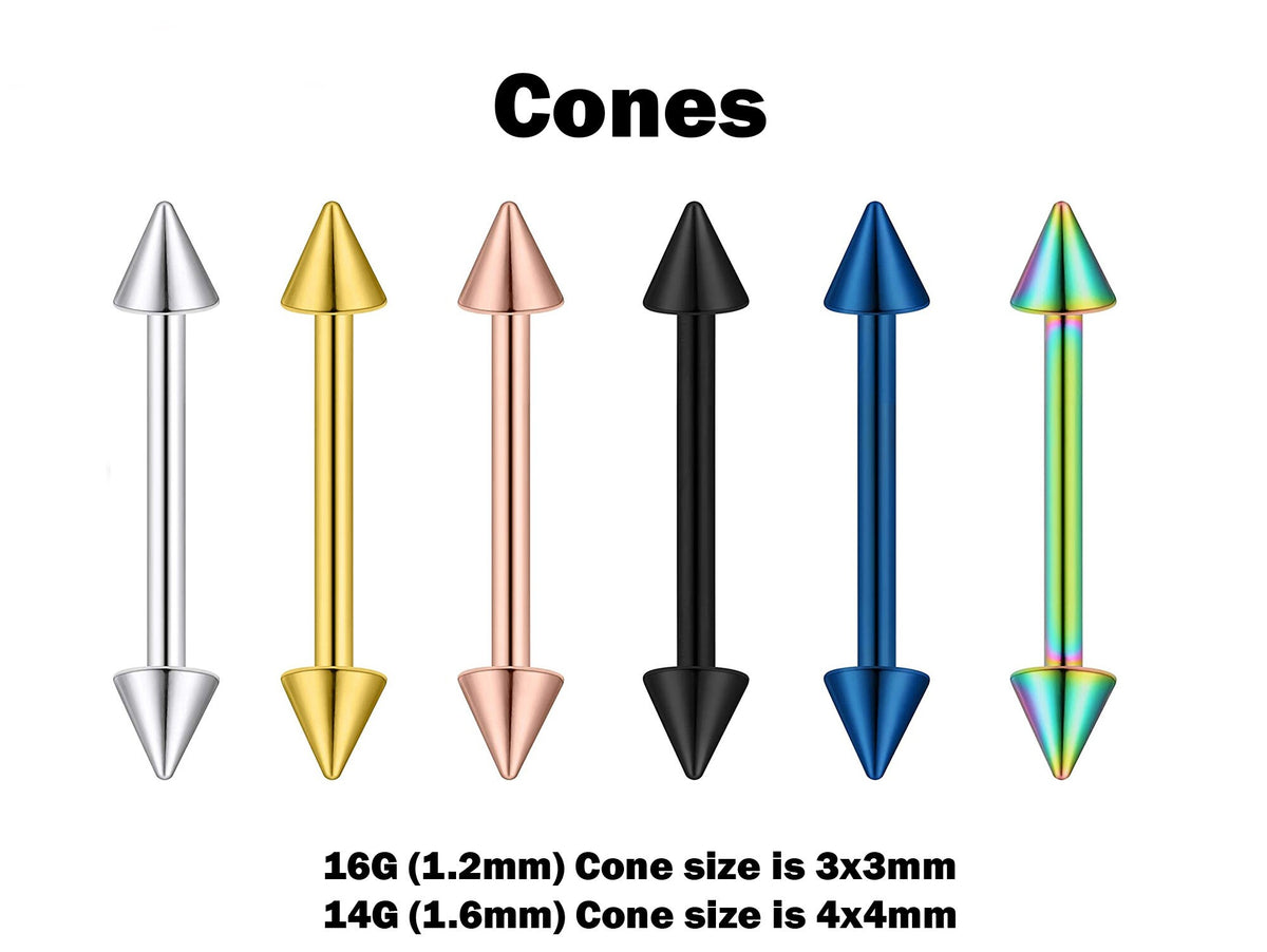 Titanium Cone Nipple Barbell: 16g 14g Body Piercing