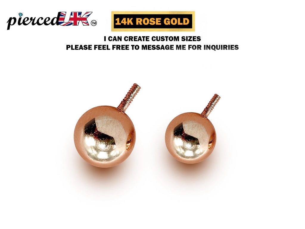 14K Rose Gold Piercing Ball Attachment: Internally Threaded Body Jewelry