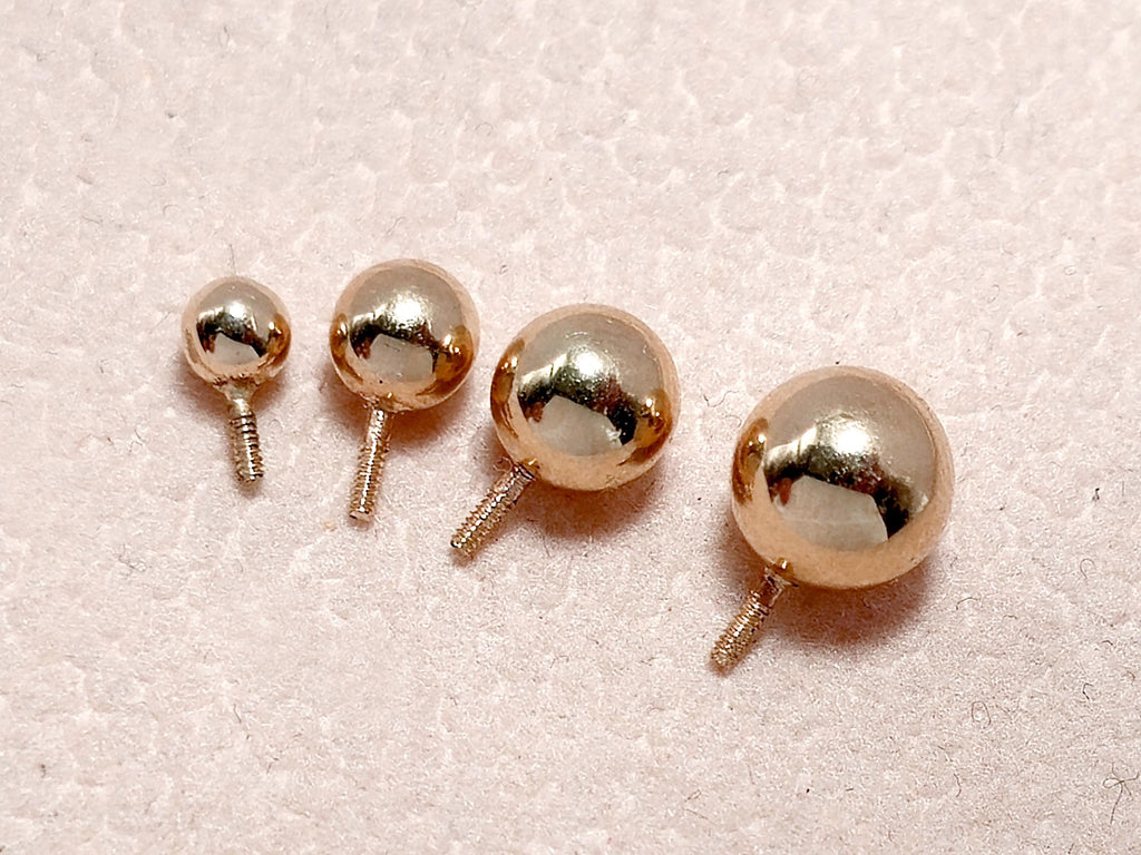 14K Rose Gold Piercing Ball Attachment: Internally Threaded Body Jewelry