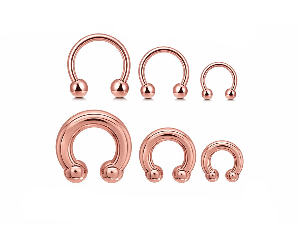Rose Gold Horseshoe Titanium Septum Ring: 6mm to 19mm