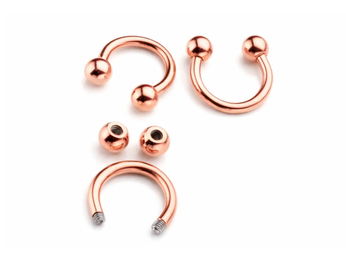 Rose Gold Horseshoe Titanium Septum Ring: 6mm to 19mm