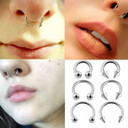 Titanium Spike Horseshoe Barbell: 16G 14G Internally Threaded Septum Ring