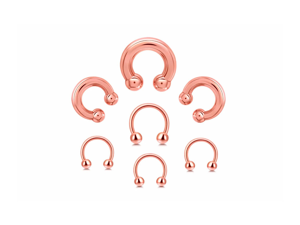 Rose Gold Horseshoe Titanium Septum Ring: 6mm to 19mm