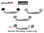 Titanium Staple Barbell: 14g Flat Surface Piercing with Pyramid Gem