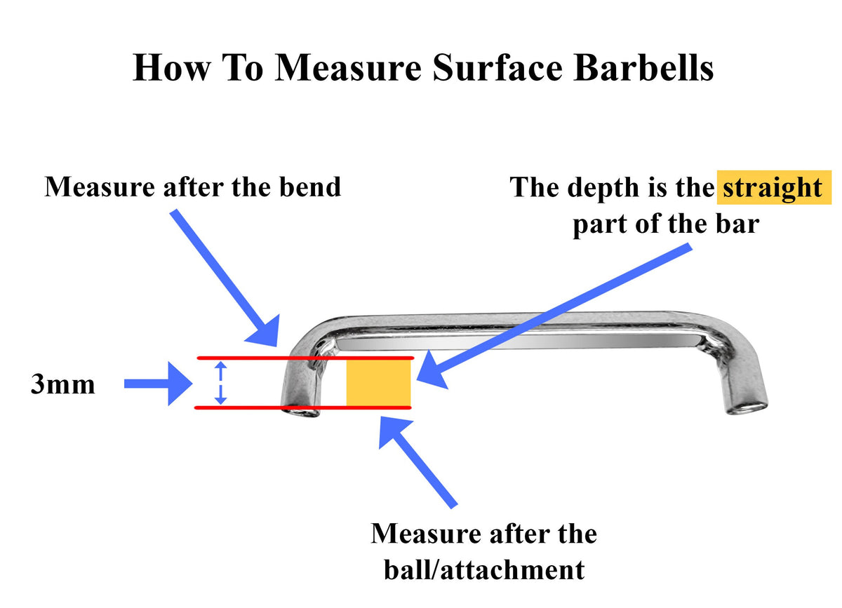 Titanium Staple Barbell: 14g Flat Surface Piercing with Pyramid Gem