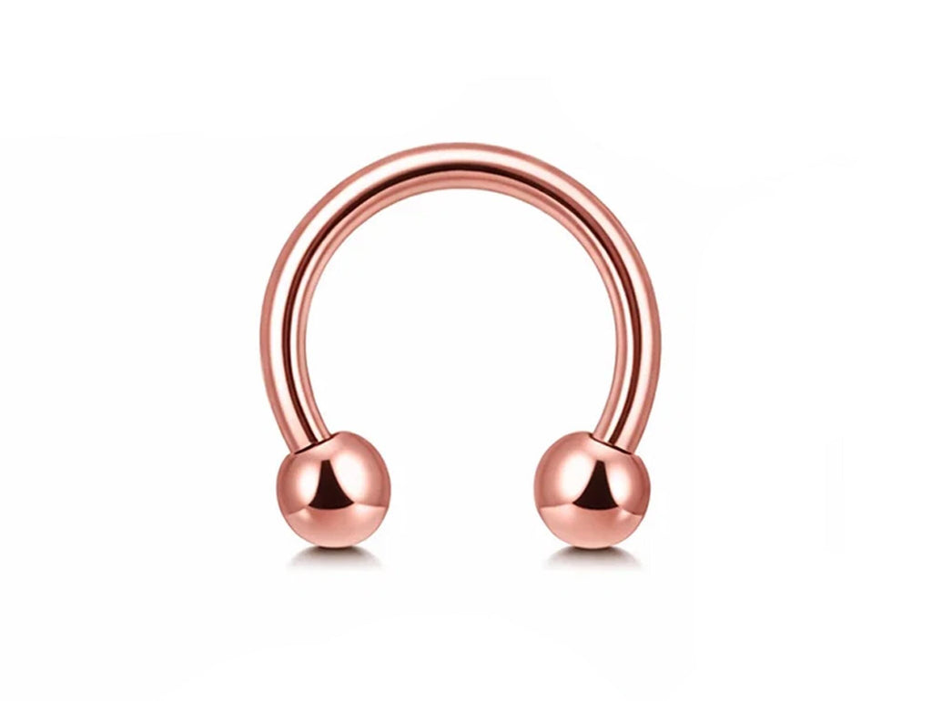 Rose Gold Horseshoe Titanium Septum Ring: 6mm to 19mm
