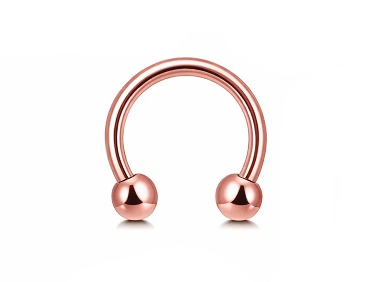 Rose Gold Horseshoe Titanium Septum Ring: 6mm to 19mm