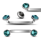 Titanium Staple Barbell: 14g Flat Surface Piercing with Pyramid Gem