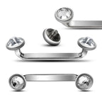 Titanium Staple Barbell: 14g Flat Surface Piercing with Pyramid Gem
