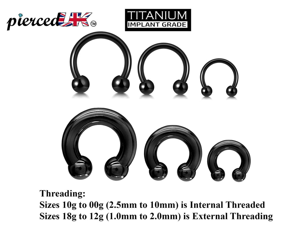 Black Titanium Horseshoe Septum Ring (18G-00G)