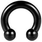 Black Titanium Horseshoe Septum Ring (18G-00G)