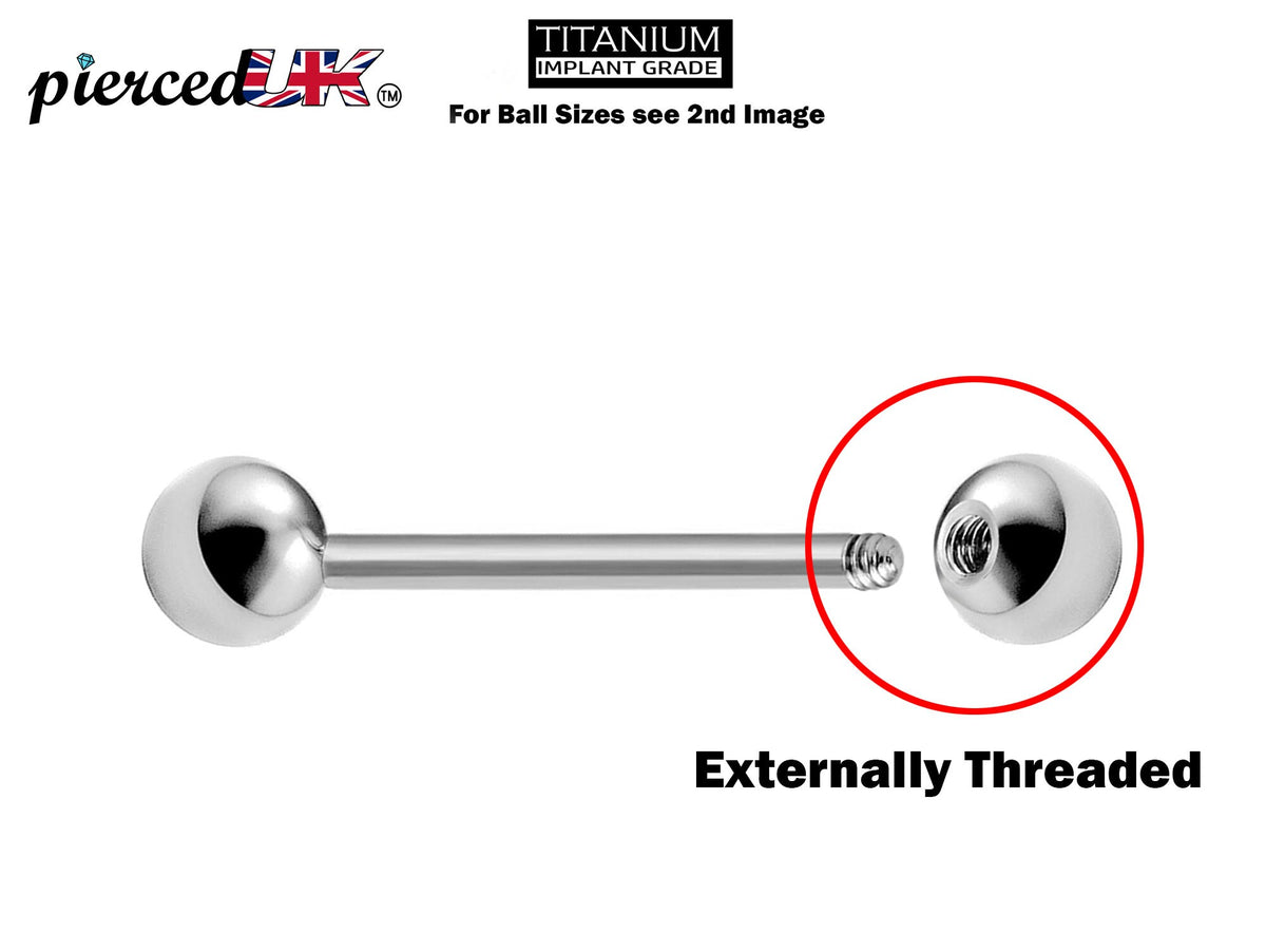 Titanium Nipple Barbell: 16g 14g Internal External Threaded Body Piercing