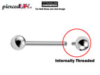 Titanium Nipple Barbell: 16g 14g Internal External Threaded Body Piercing