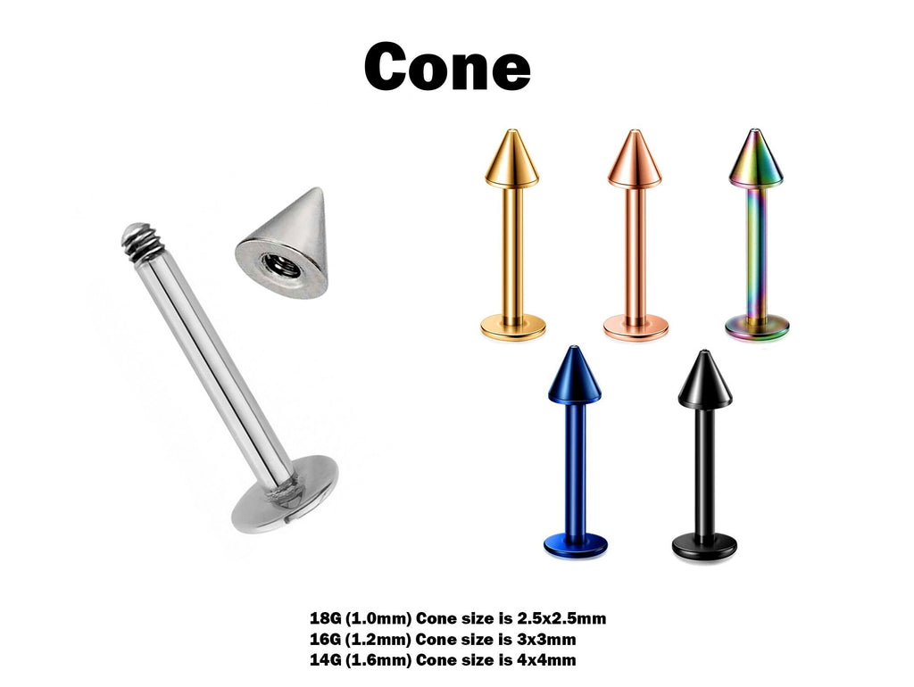 Titanium Spike Labret Stud: 18g-14g Lip Piercing