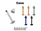 Titanium Spike Labret Stud: 18g-14g Lip Piercing