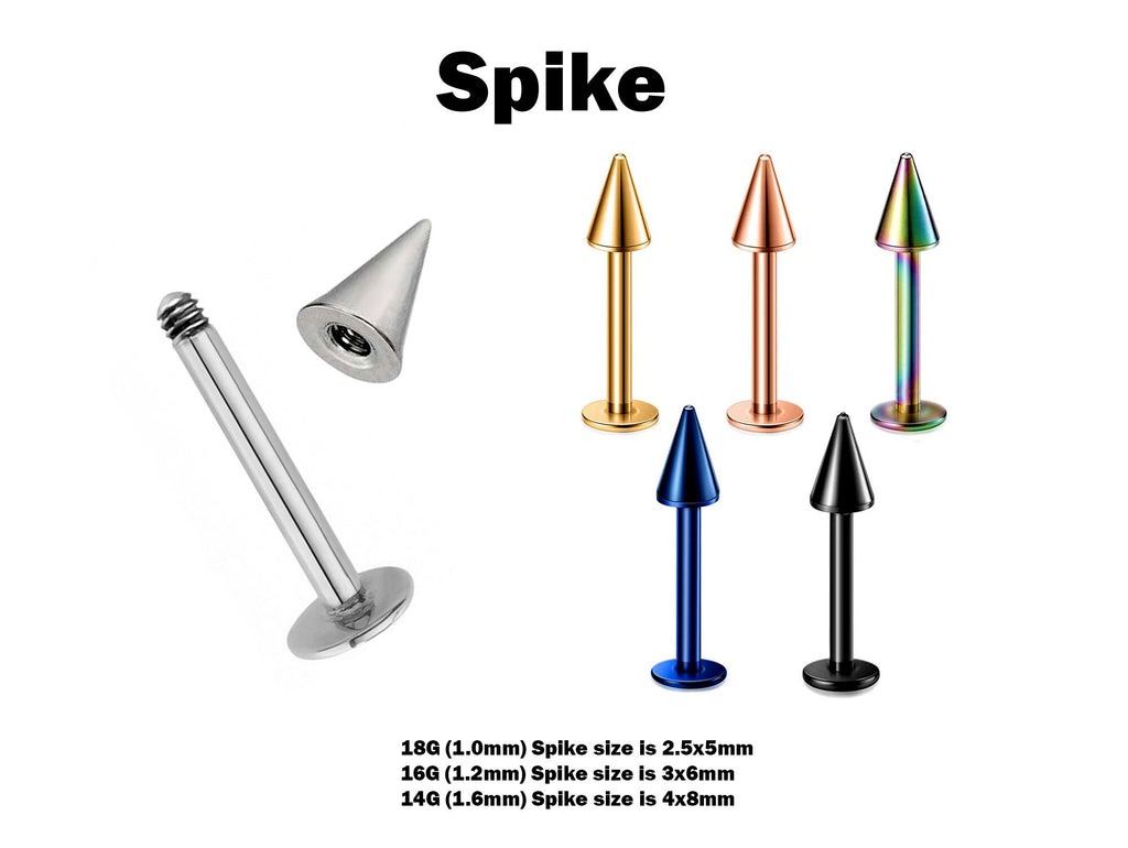 Titanium Spike Labret Stud: 18g-14g Lip Piercing