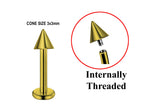 Titanium Gold Spike Labret: 16G 14G Internally Threaded Lip Piercing