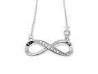 Silver Infinity Jewelry Set: CZ Crystal Necklace & Stud Earrings