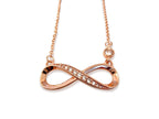 Silver Infinity Jewelry Set: CZ Crystal Necklace & Stud Earrings