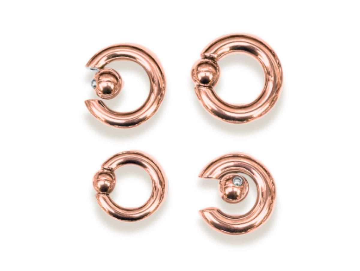 Rose Gold Titanium Prince Albert Ring: Captive Bead Body Piercing (2ga to 00ga)