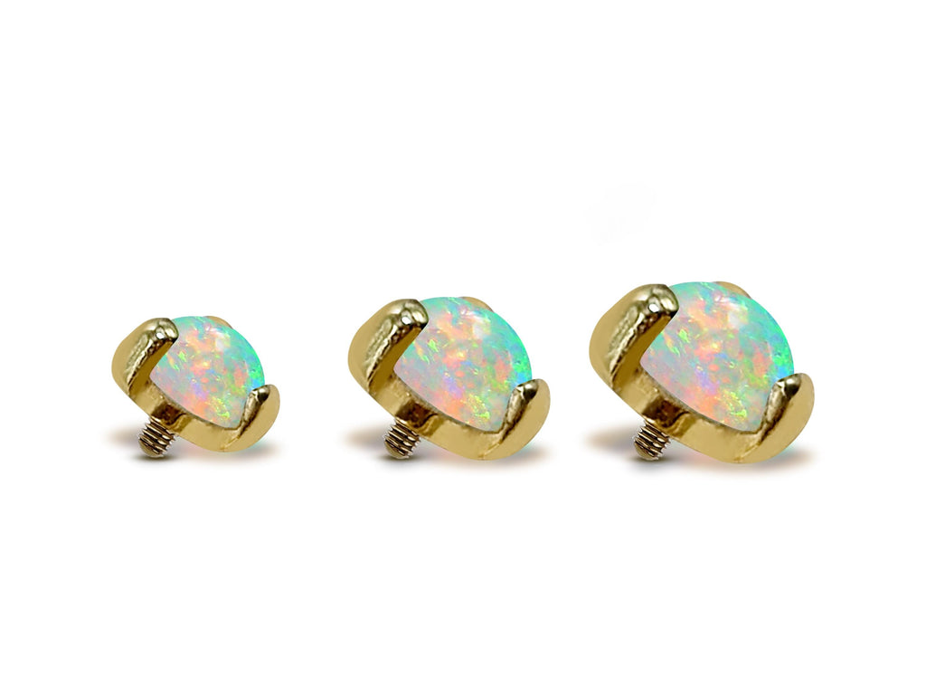 14K Gold Opal Ball Piercing: Internally Threaded Body Jewelry