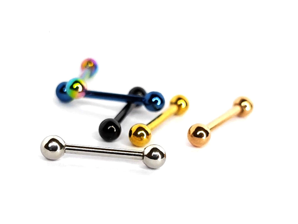 14G Surgical Steel Tongue Barbell: Straight Piercing Jewelry (14mm-18mm)