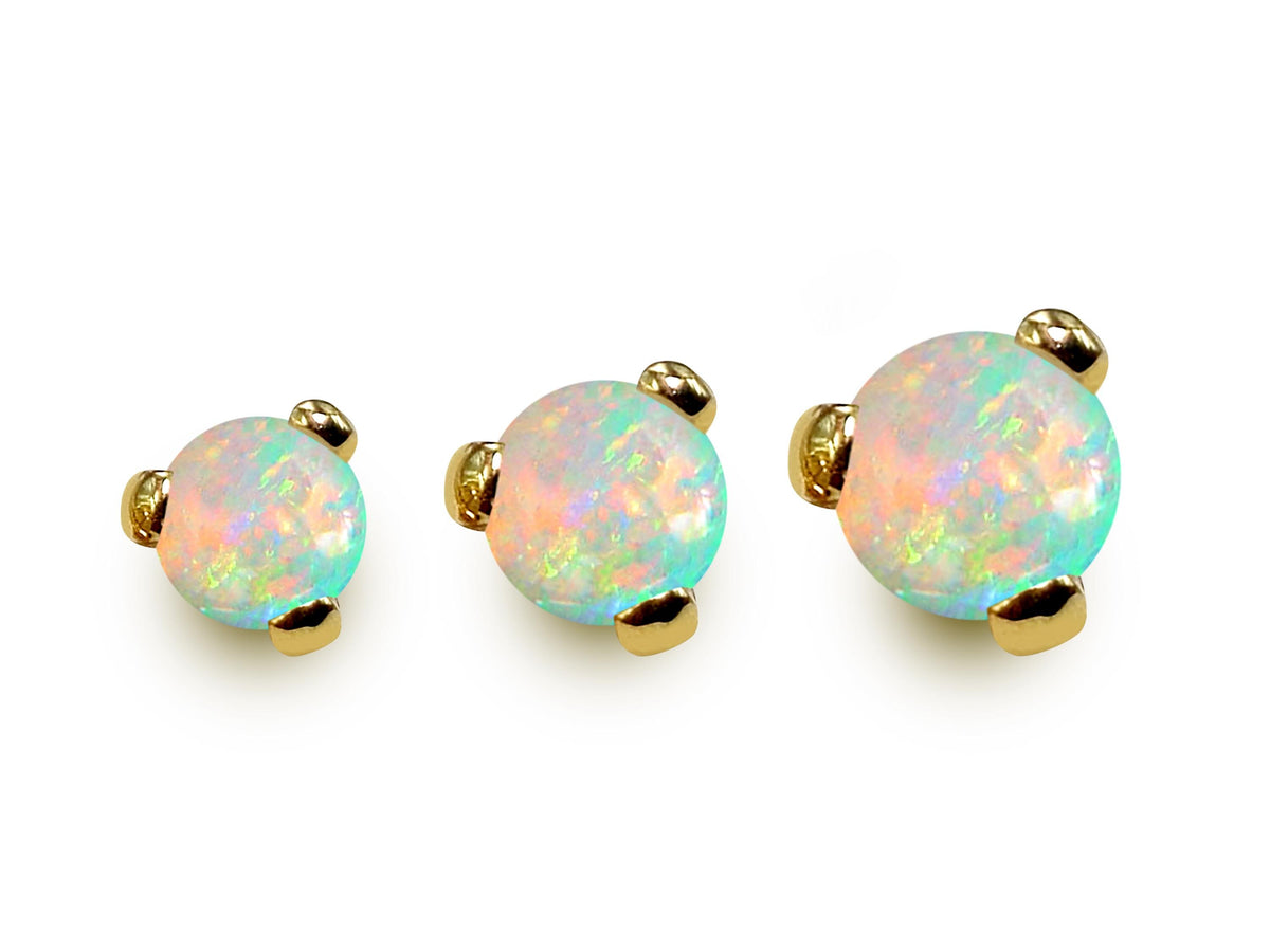 14K Gold Opal Ball Piercing: Internally Threaded Body Jewelry