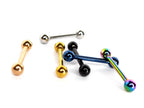 14G Surgical Steel Tongue Barbell: Straight Piercing Jewelry (14mm-18mm)