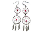 Handmade Silver Dreamcatcher Dangle Earrings: Turquoise & Coral
