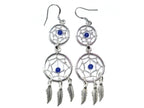 Handmade Silver Dreamcatcher Dangle Earrings: Turquoise & Coral