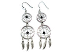 Handmade Silver Dreamcatcher Dangle Earrings: Turquoise & Coral