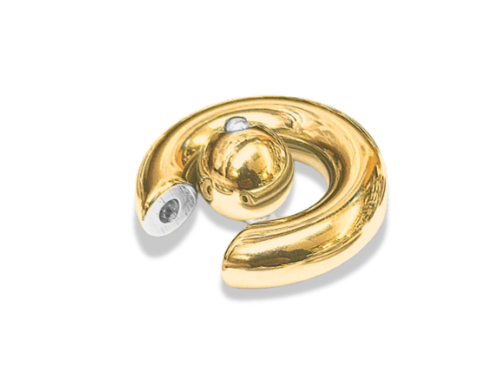 14K Gold, Titanium Ball Closure Ring: Prince Albert (2ga to 00ga Single Unit) Body Jewelry