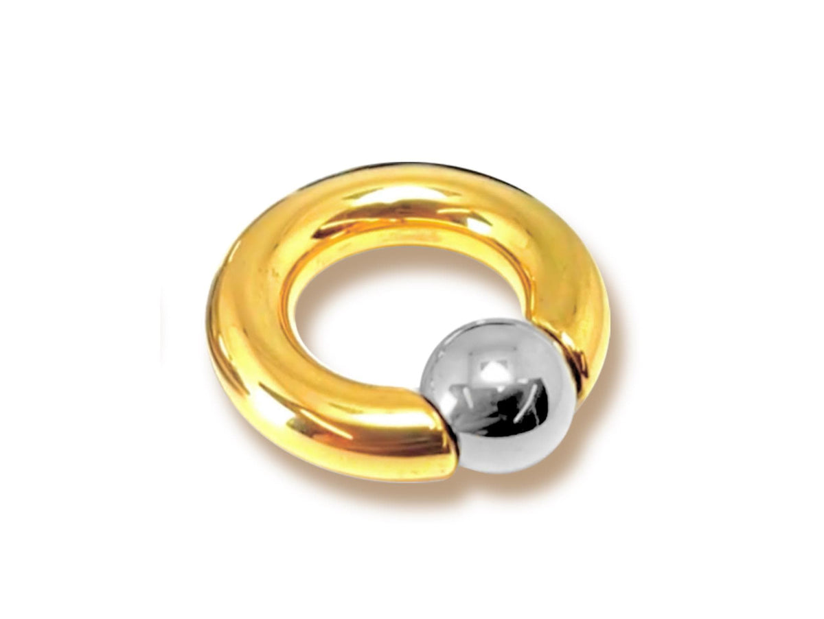 14K Gold, Titanium Ball Closure Ring: Prince Albert (2ga to 00ga Single Unit) Body Jewelry